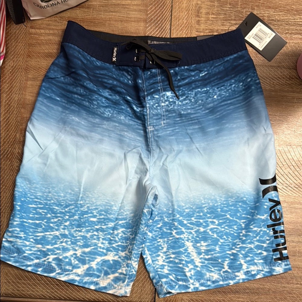 Hurley Blue Board Shorts Ocean-Inspired Design NWT